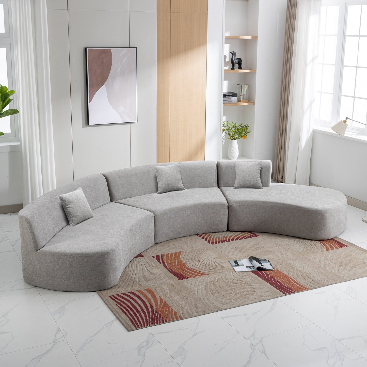 Healdsburg Contemporary Chenille Curved Sectional