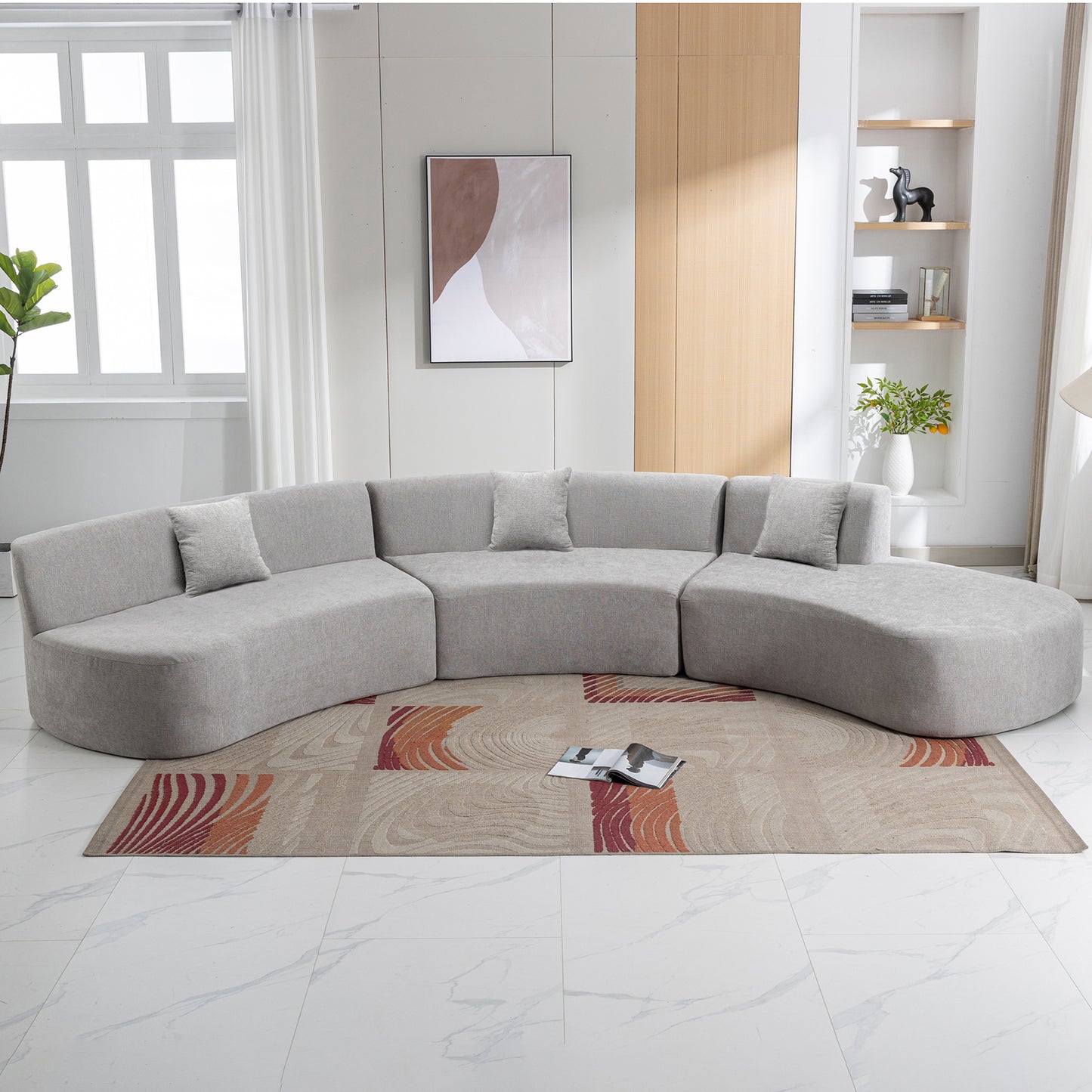 Healdsburg Contemporary Chenille Curved Sectional