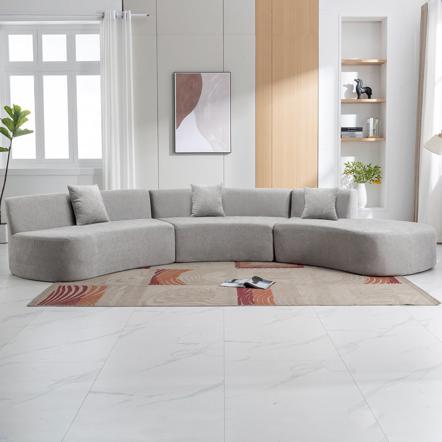 Healdsburg Contemporary Chenille Curved Sectional