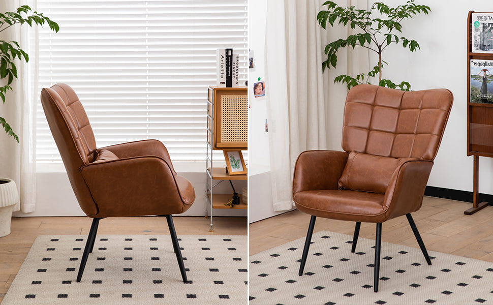 Lazzareschi Contemporary Bonded Leather Accent Chair