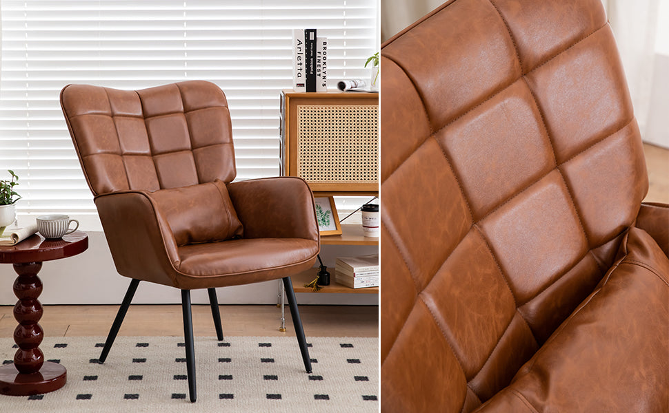 Lazzareschi Contemporary Bonded Leather Accent Chair
