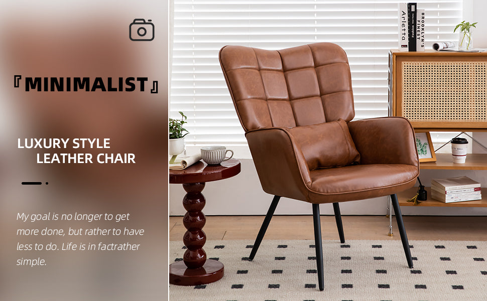 Lazzareschi Contemporary Bonded Leather Accent Chair