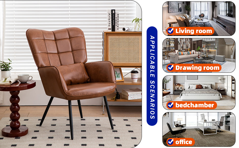 Lazzareschi Contemporary Bonded Leather Accent Chair