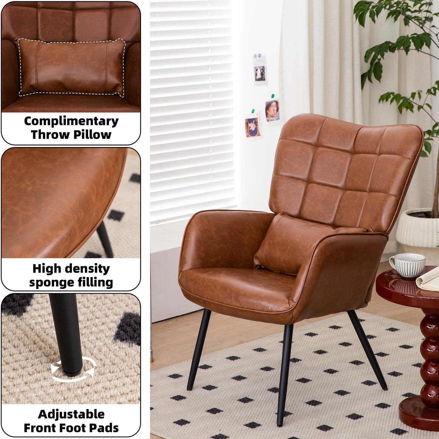Lazzareschi Contemporary Bonded Leather Accent Chair