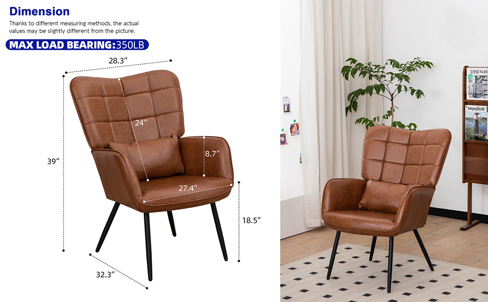 Lazzareschi Contemporary Bonded Leather Accent Chair