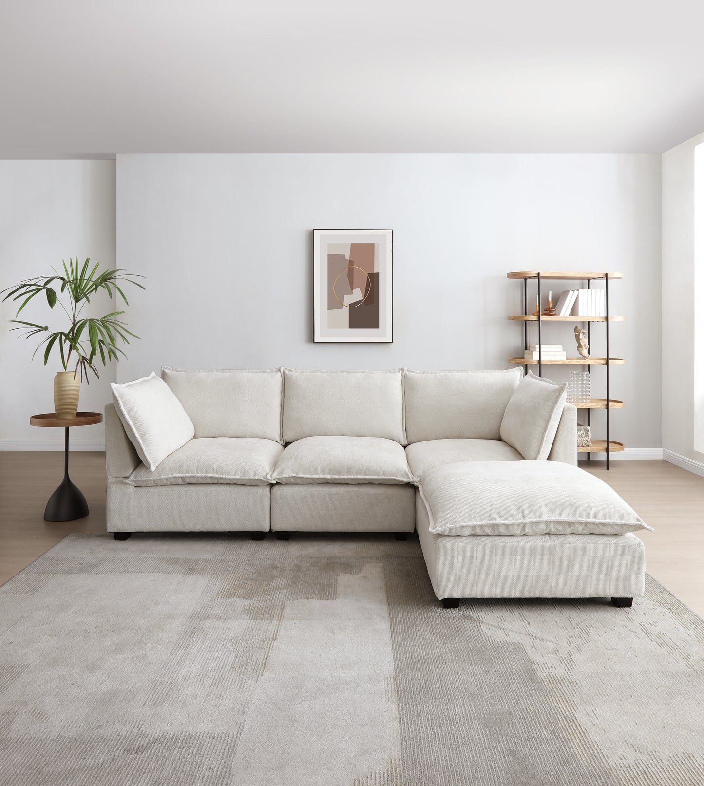Irvington Mid-Century Linen Sectional Sofa