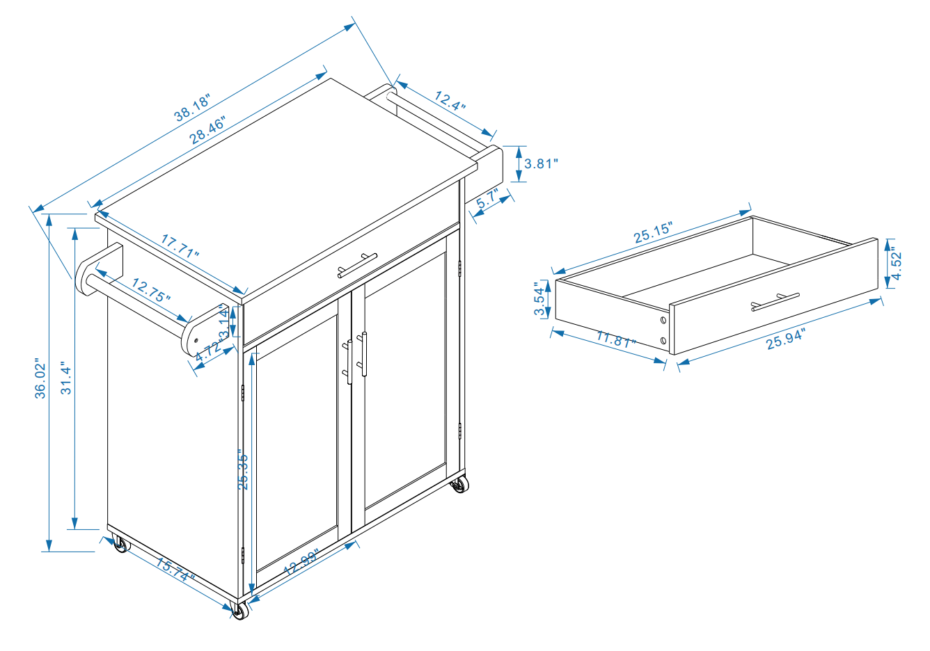 Marites Modern Rolling Kitchen Cart