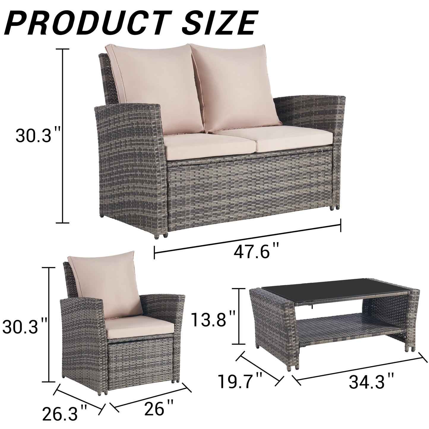 Marites Modern Patio Wicker Furniture Set