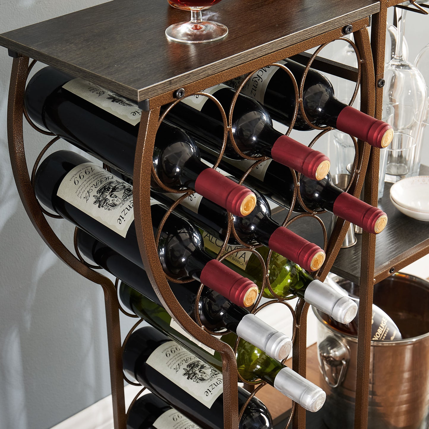 Somerset Industrial Freestanding Hanging Wine Rack