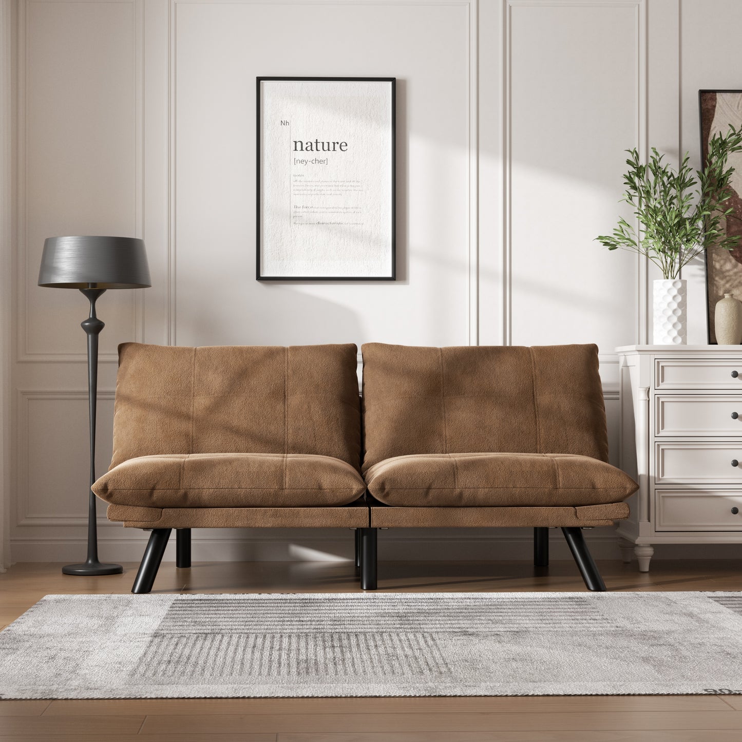 Kingsly Modern Leather Convertible Sofa Bed