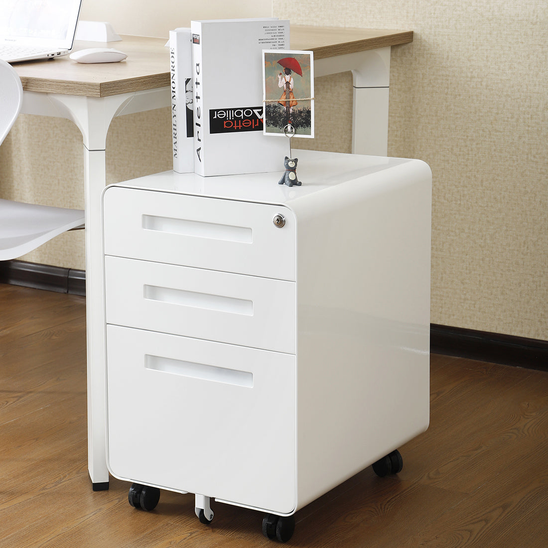 Warmsprings Modern Mobile File Cabinet White