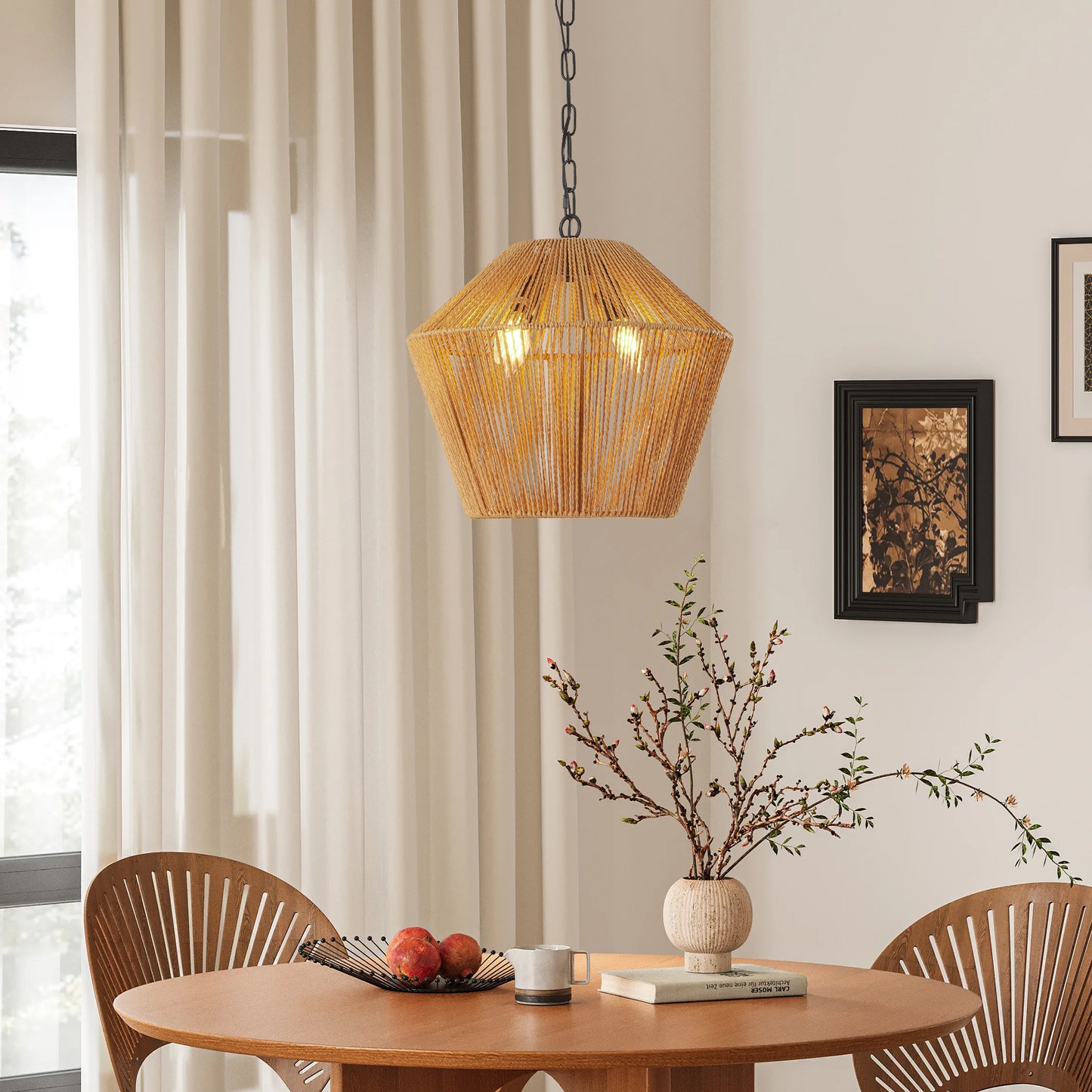 Warmspring Modern Boho Hemp Rope Pendant Light