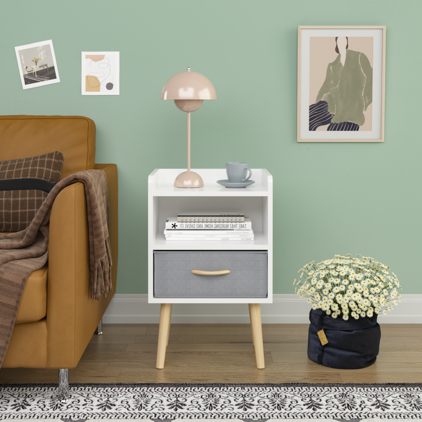 Jiron Contemporary Fabric Drawer Nightstand