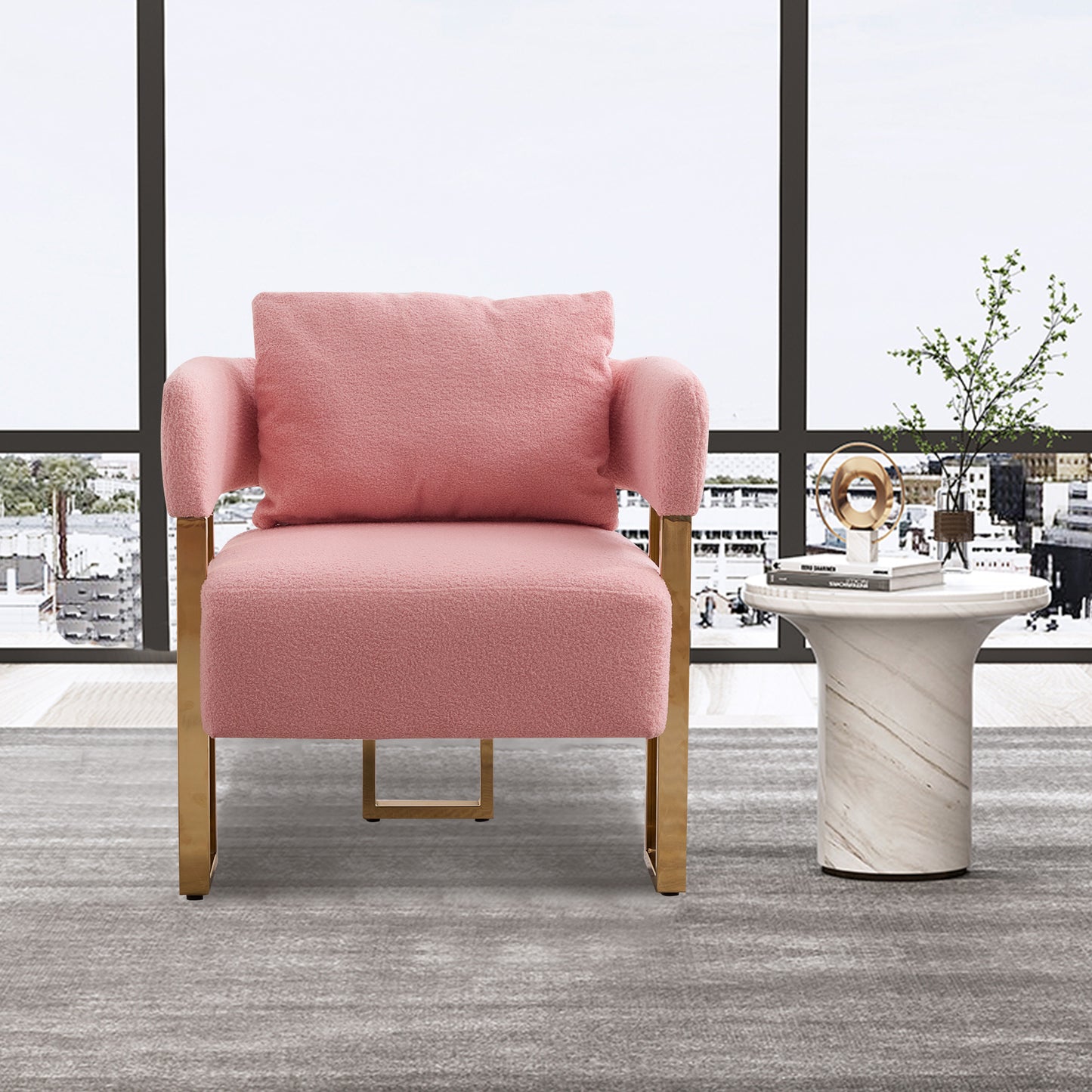 Lazzareschi Mid-Century Teddy Fleece Chair