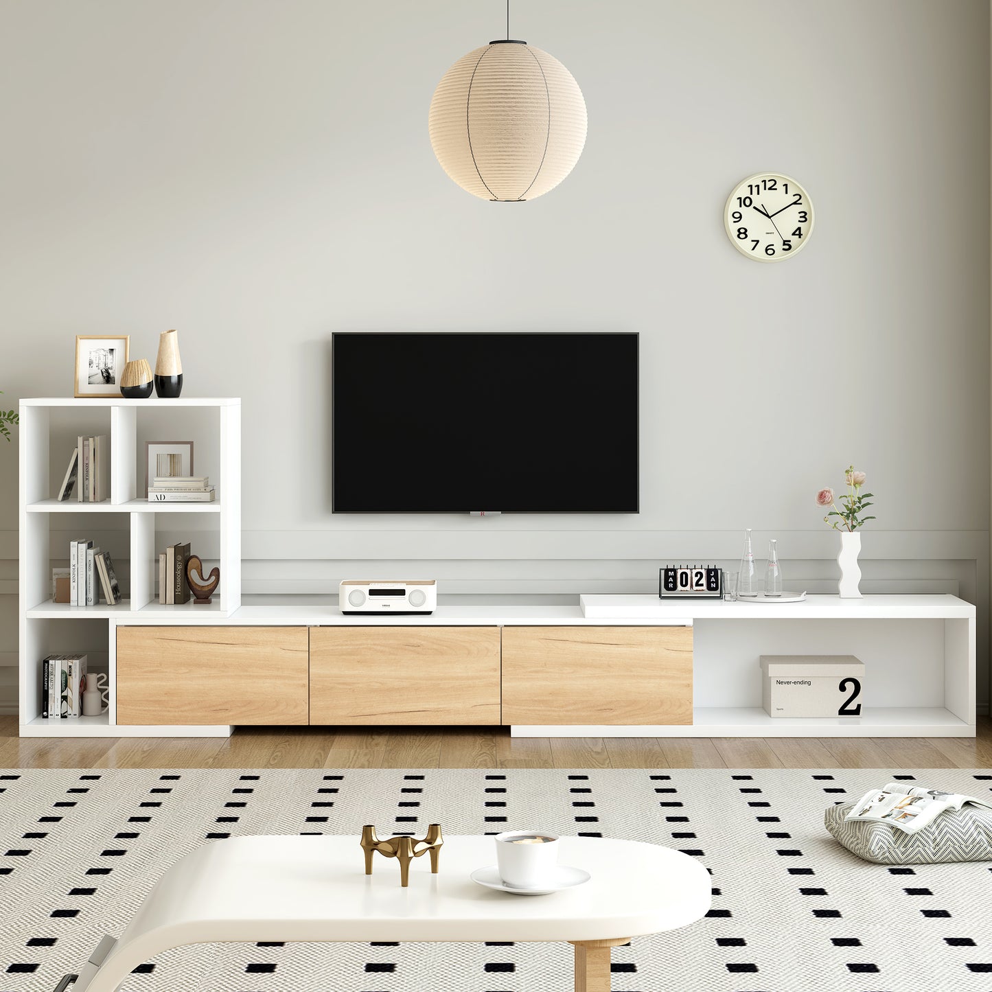 Amity Modern Extendable TV Stand Entertainment Center