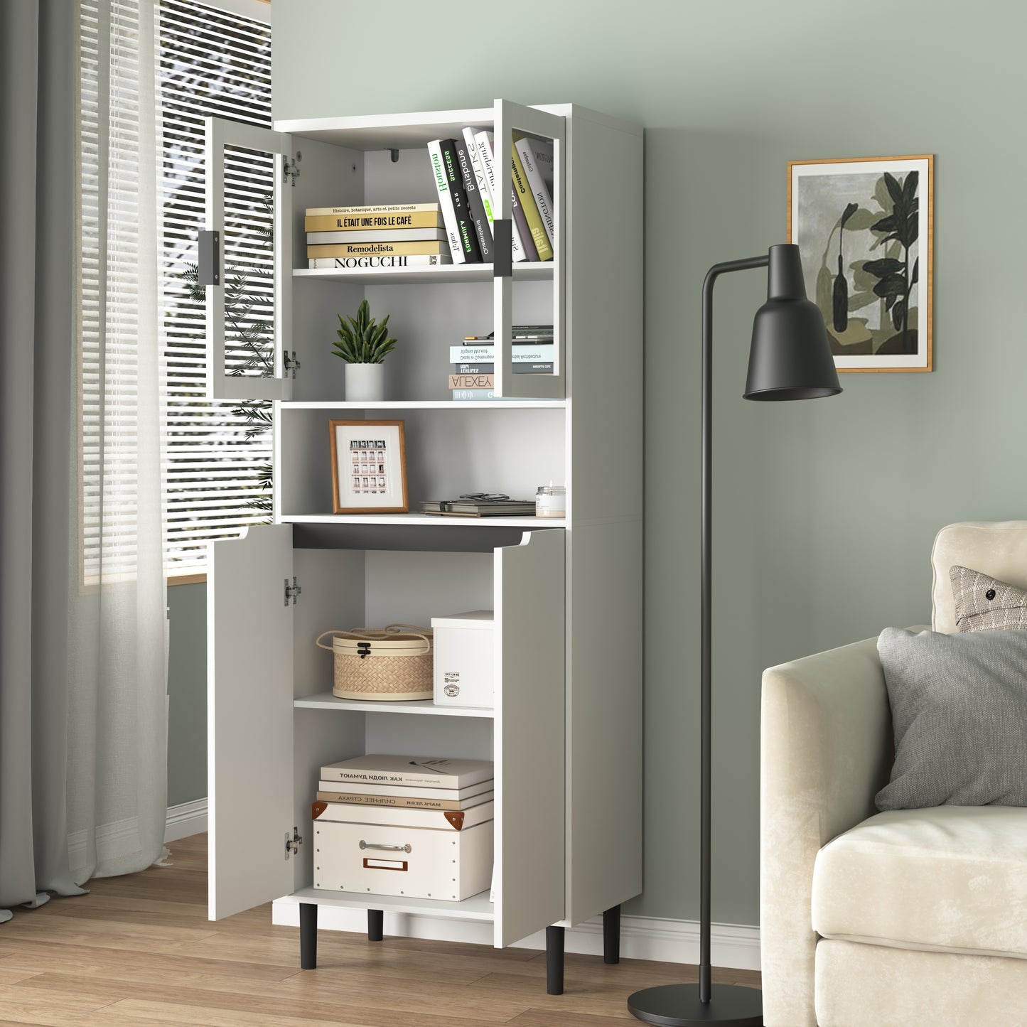 Calista Modern Tempered Glass Storage Cabinet