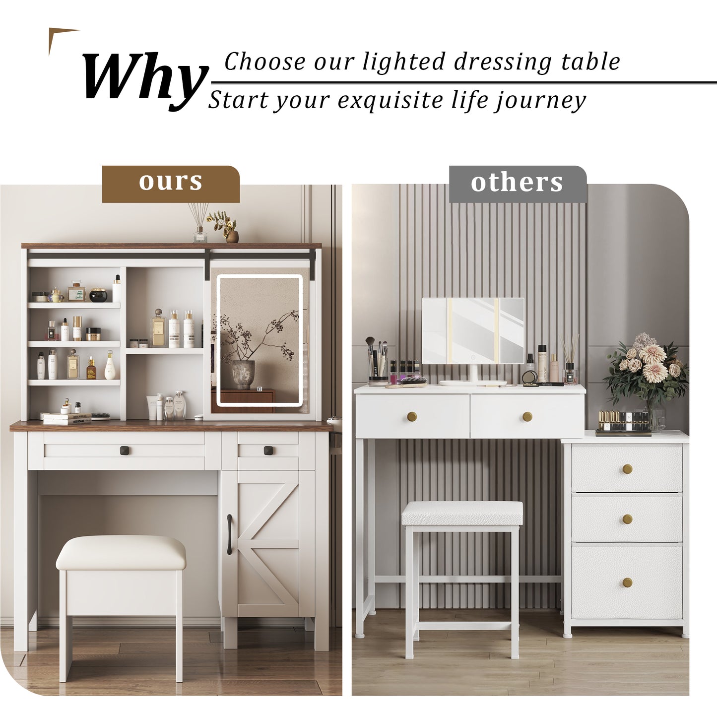 Fremont Craftsman Farmhouse Makeup Vanity Desk