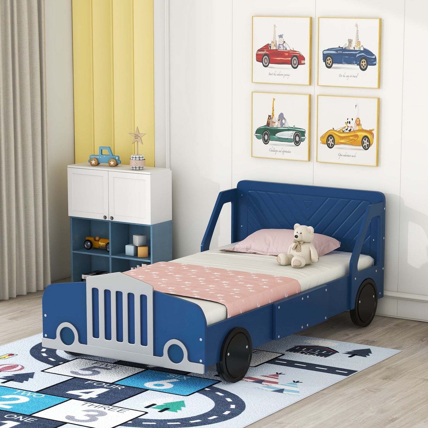 Calista Modern Velvet Car Shaped Platform Bed