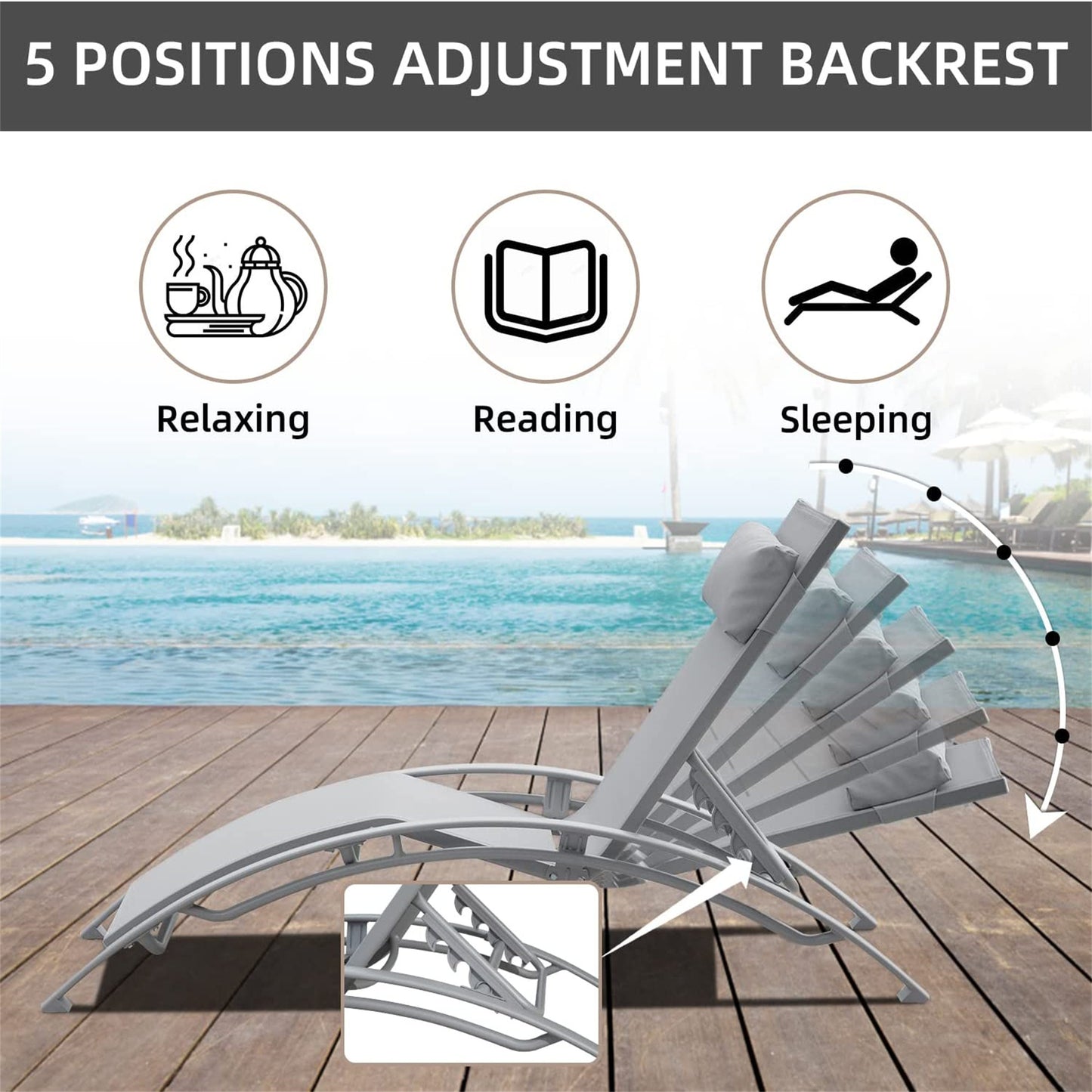 Jiron Modern Aluminum Outdoor Lounger