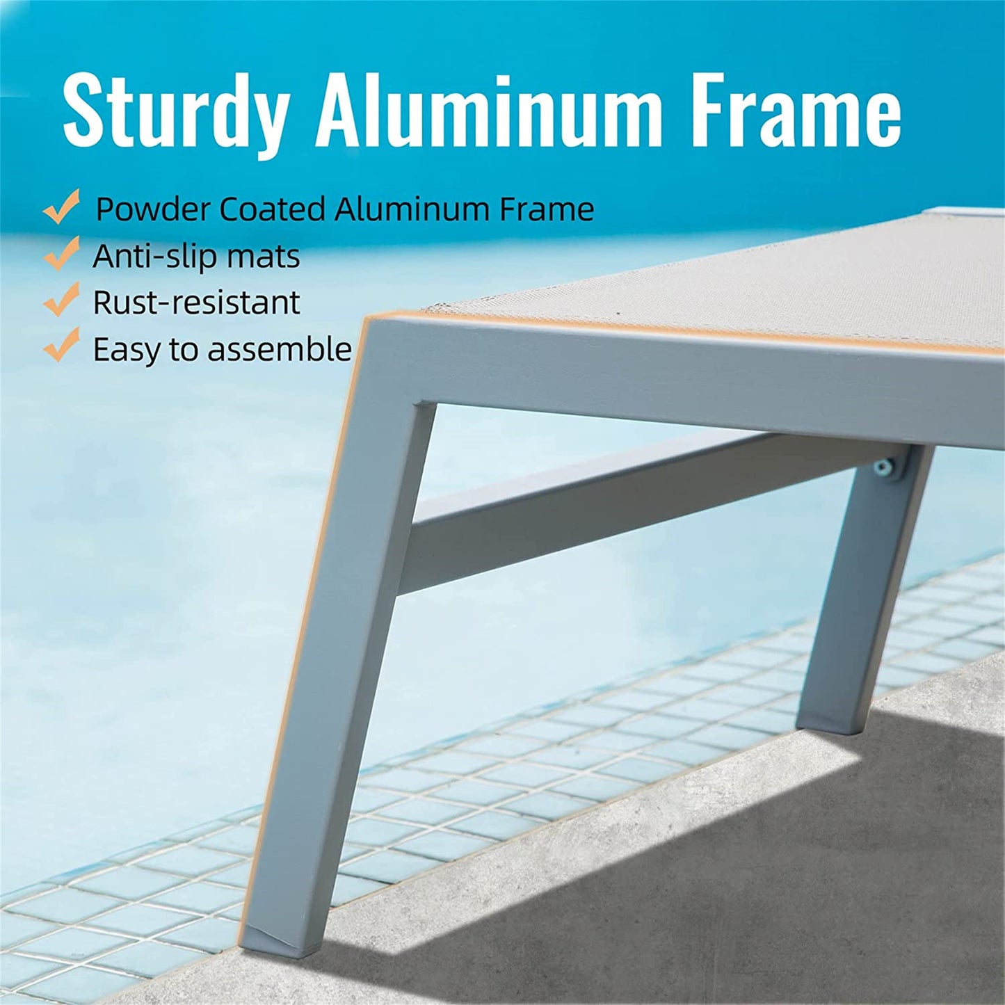 Marcel Modern Aluminum Patio Lounger