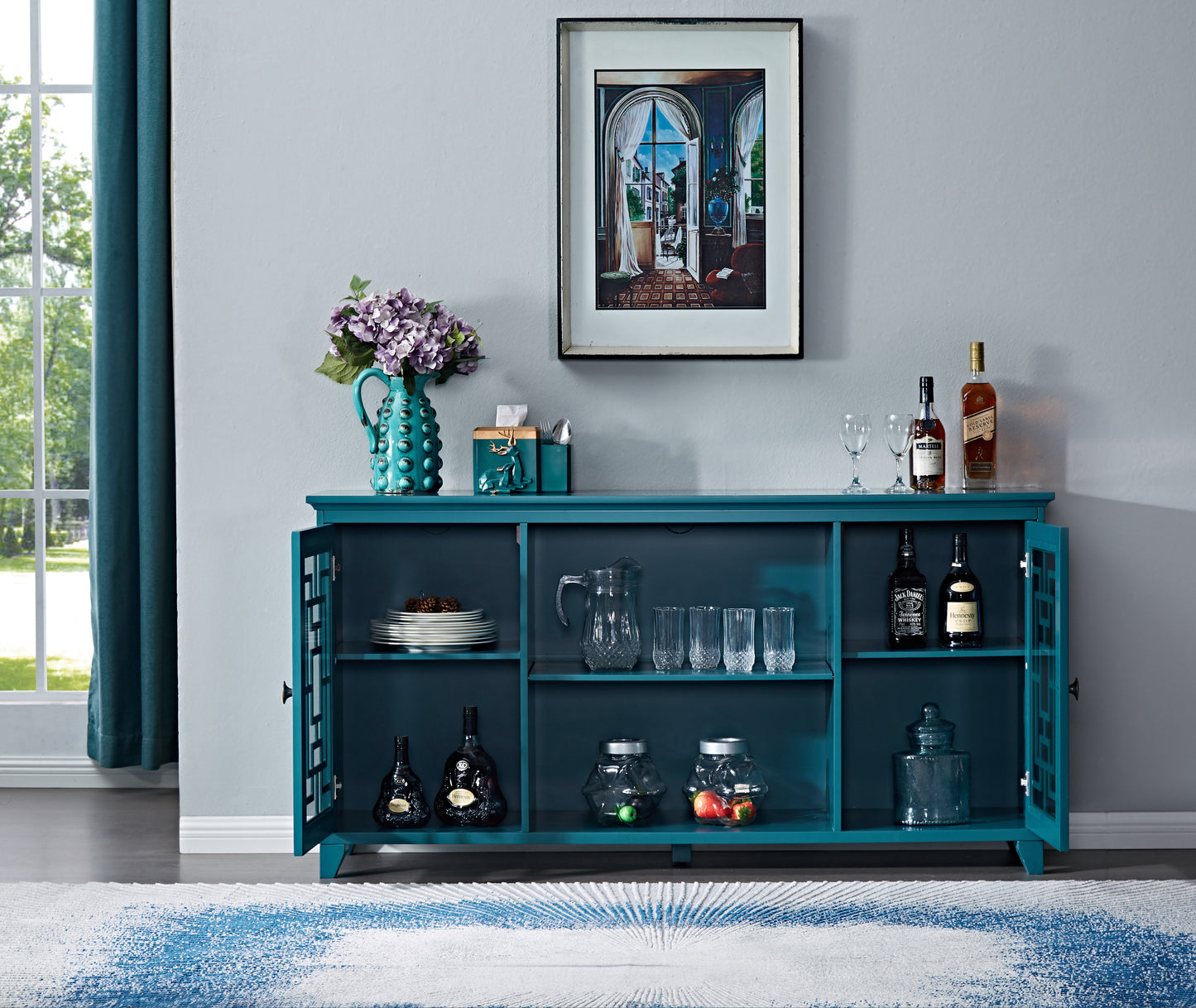 Elmcrest Traditional Velvet Sideboard Buffet Table