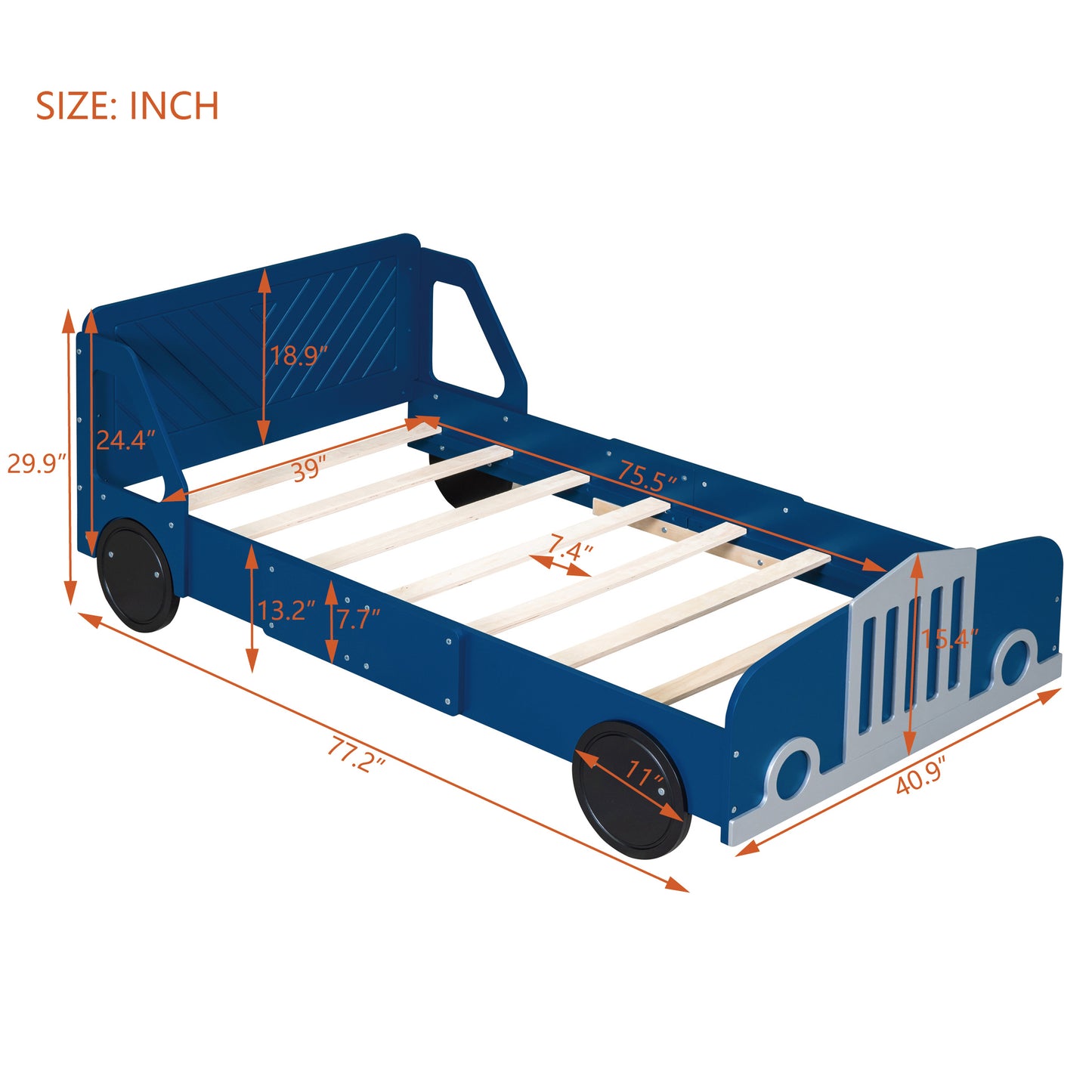 Calista Modern Velvet Car Shaped Platform Bed