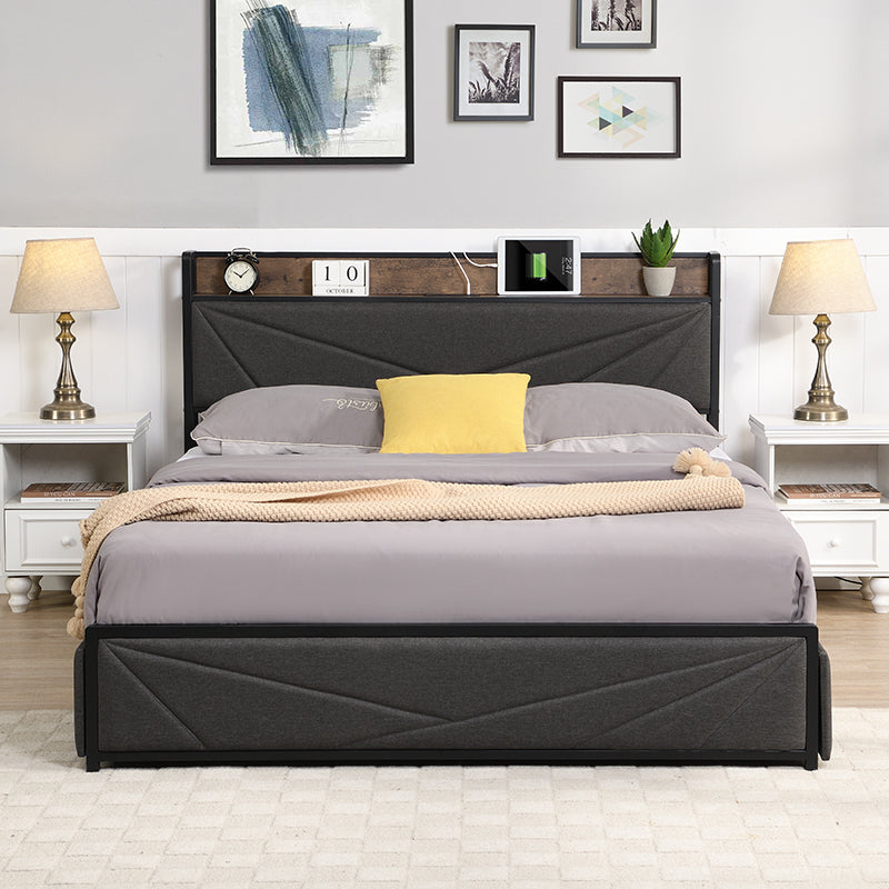 Justo Modern Charging Queen Bed