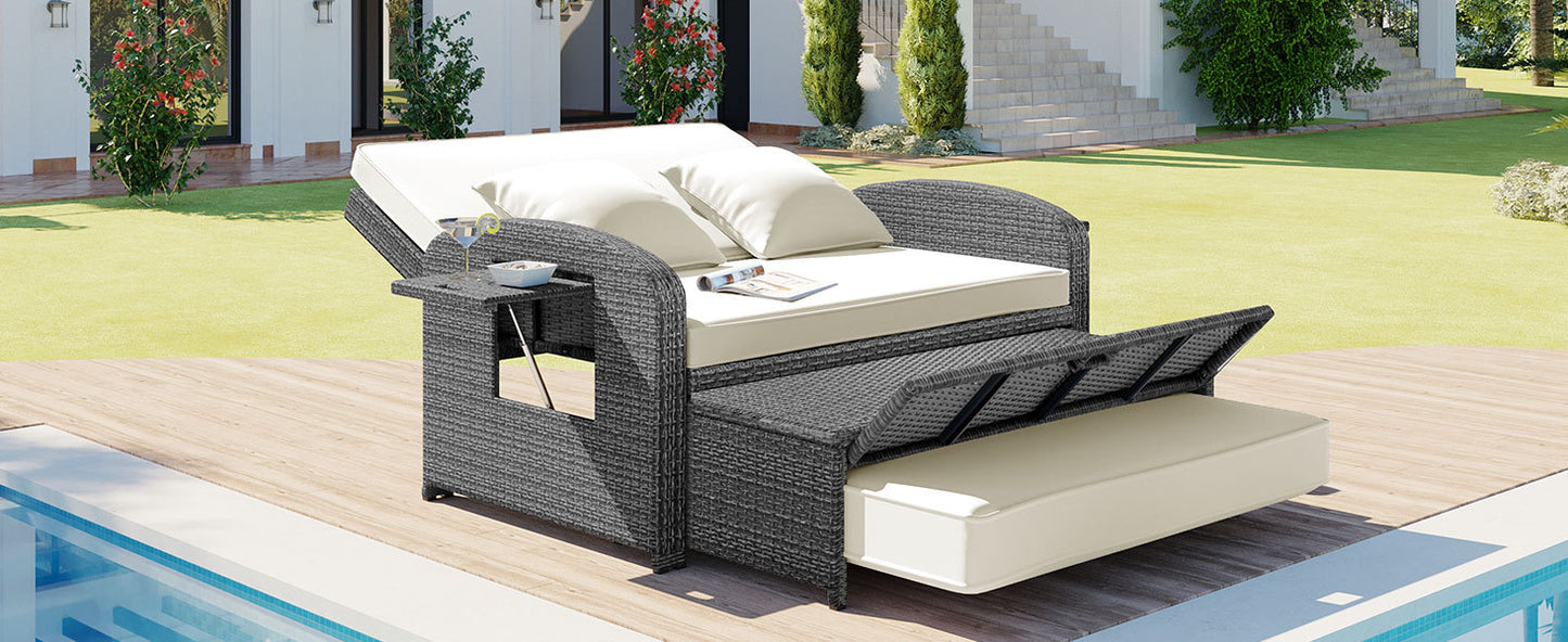 Healdsburg Contemporary Wicker Rattan Reclining Daybed