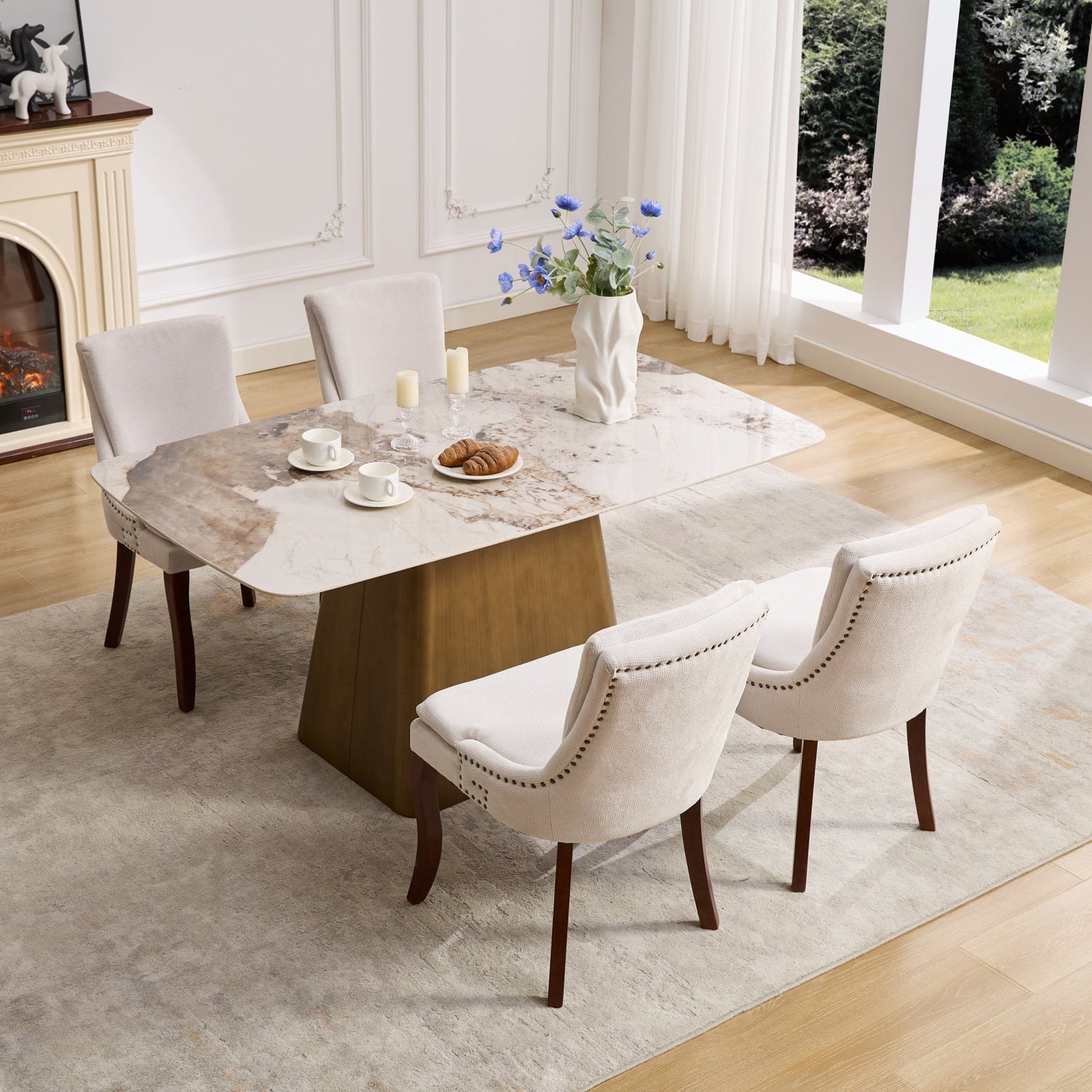 Calista Contemporary Double-layer Chenille Dining Chairs