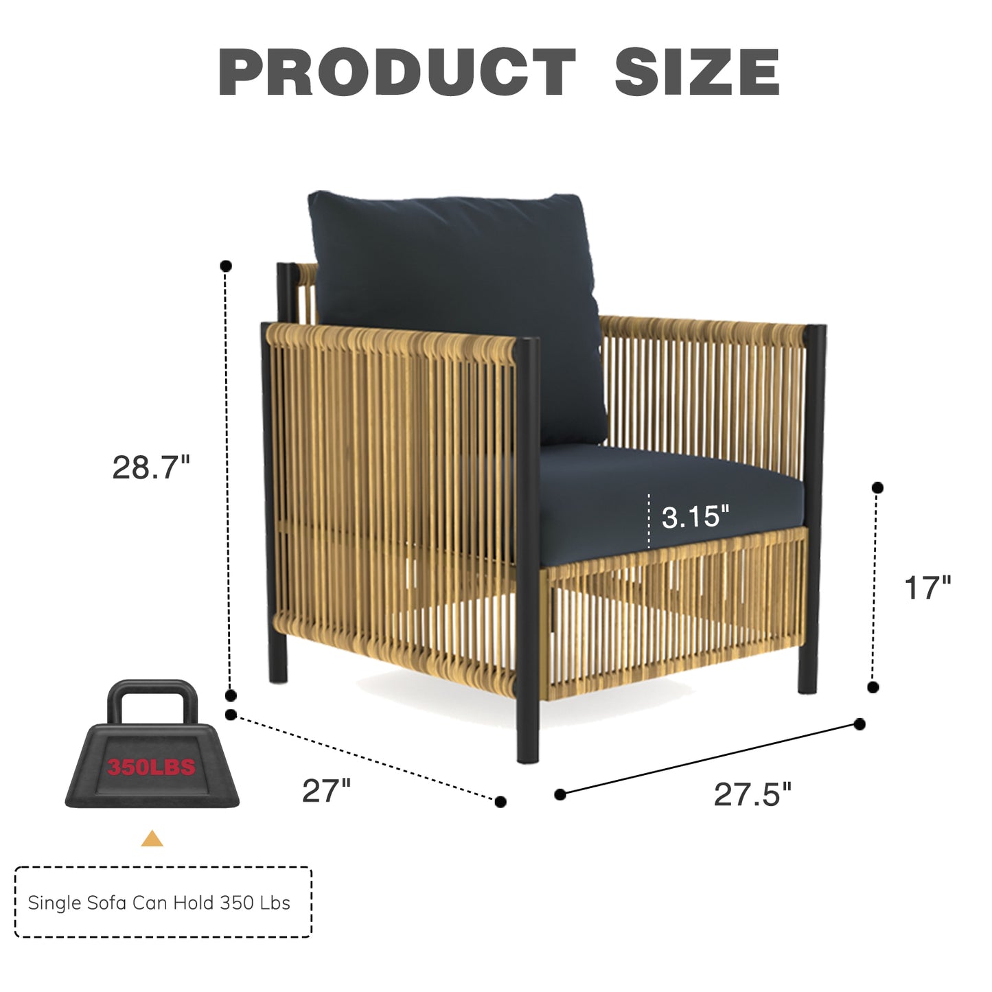 Lazzareschi Modern Patio Wicker Sofa