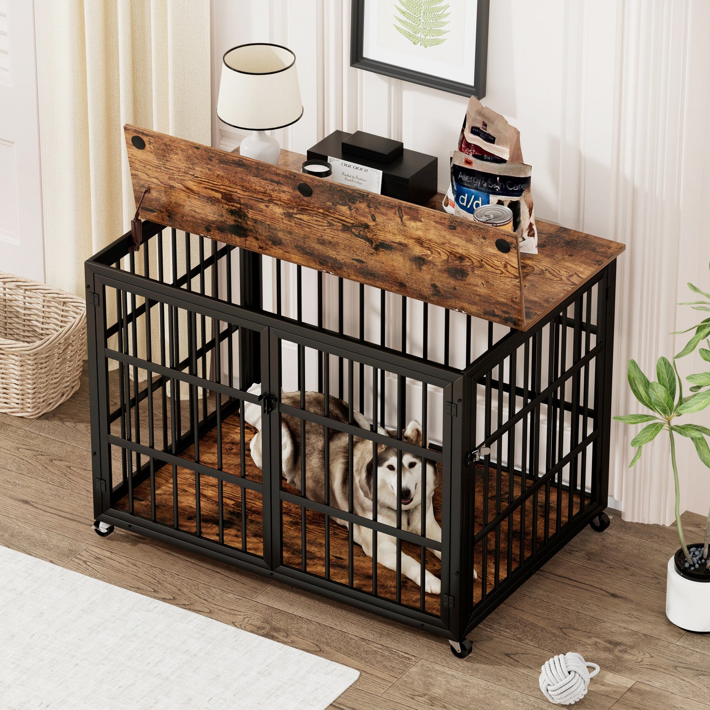 Fitch Industrial Iron Rustic Dog Crate