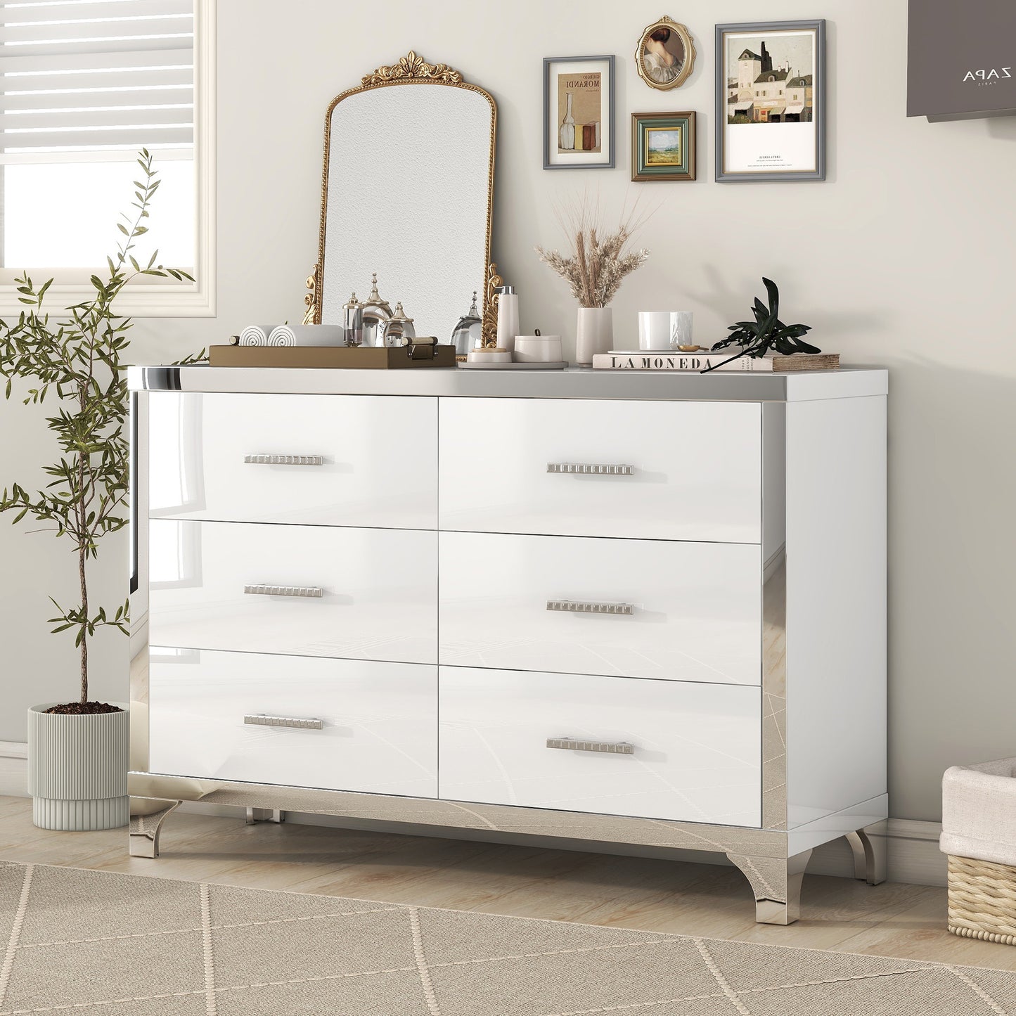 Cleo Modern Mirrored Storage Cabinet