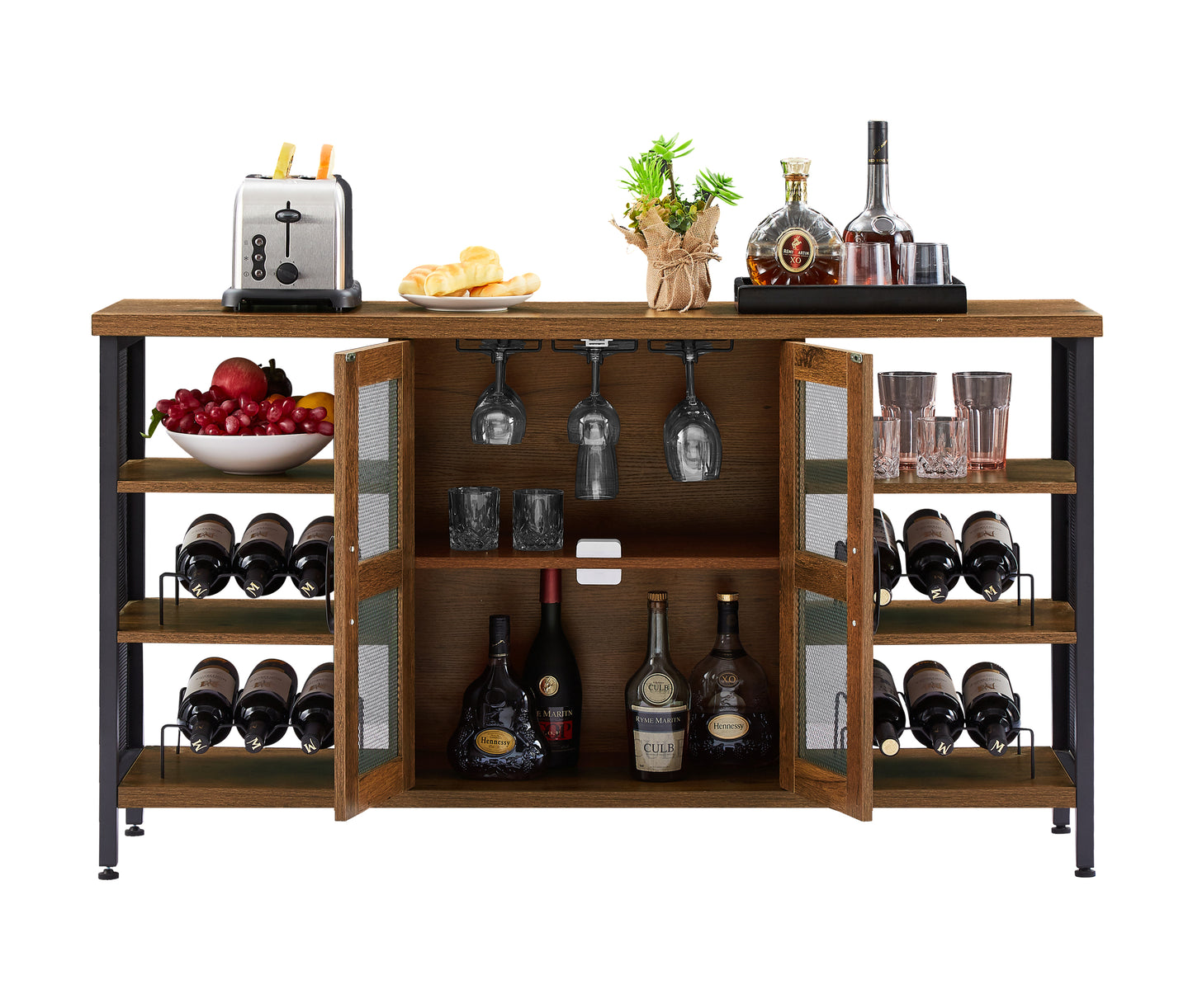 Calista Industrial Wine Bar Cabinet Sideboard