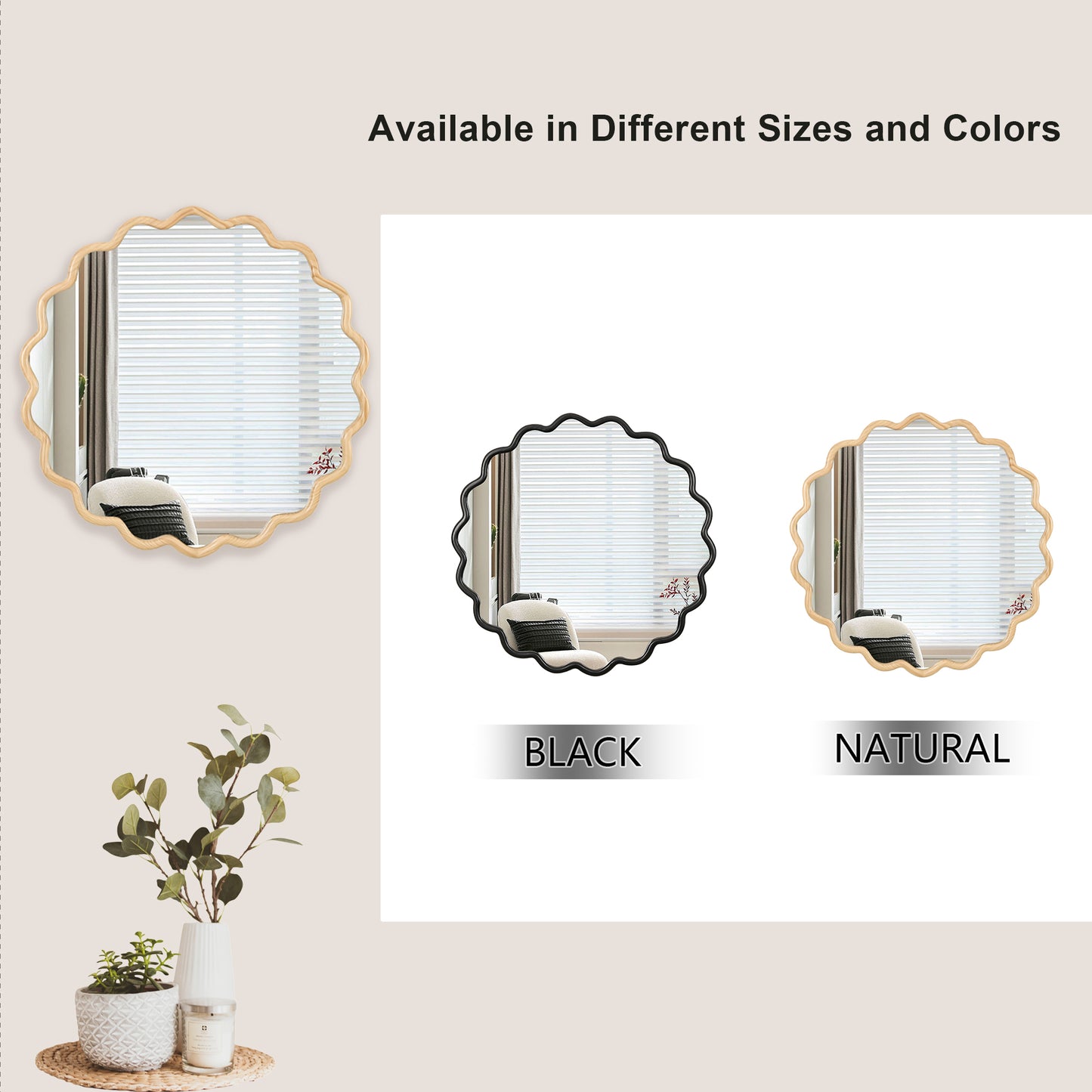 Napa Craftsman Wood Wavy Vanity Mirror