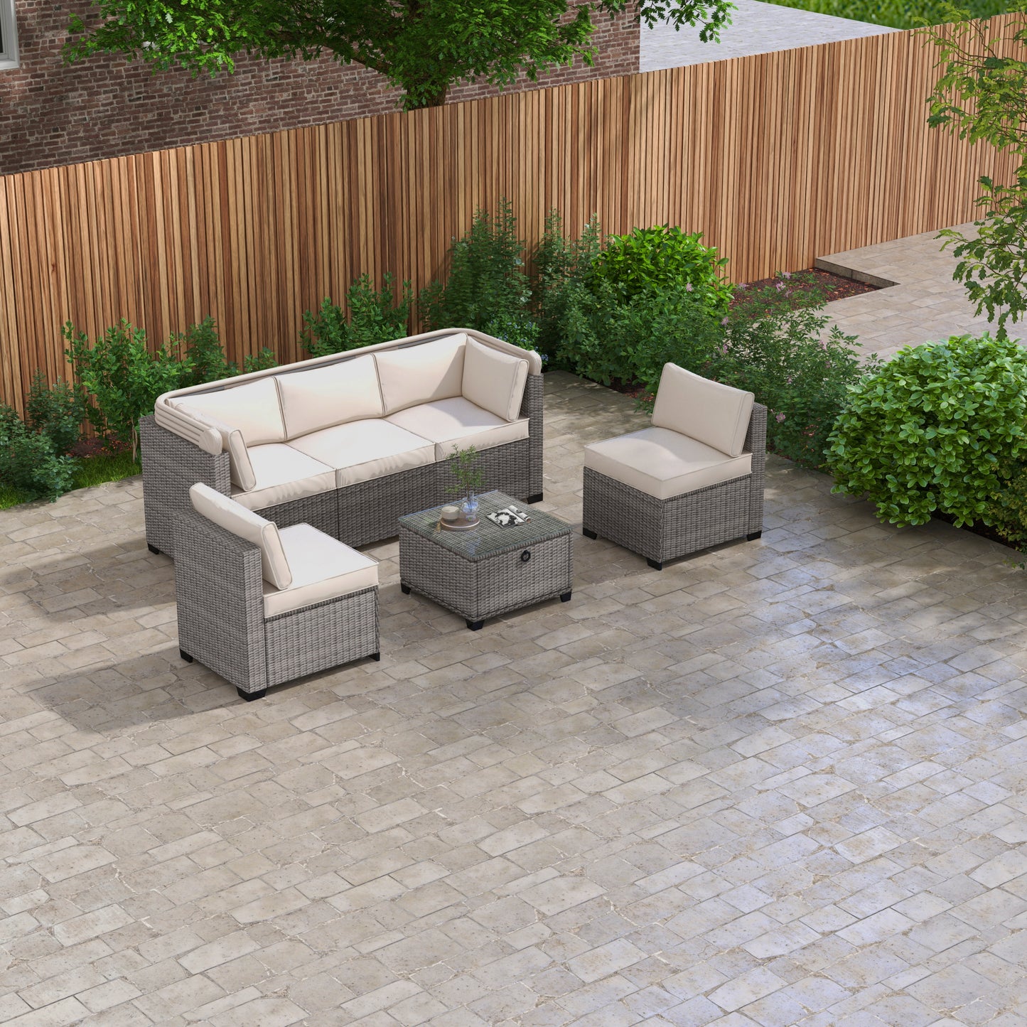 Justo Contemporary Rattan Outdoor Daybed Set