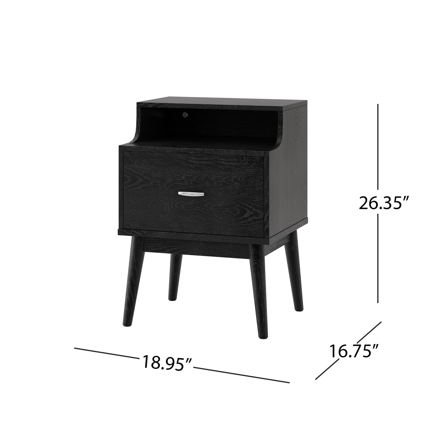 Irvington Contemporary Velvet Drawer Nightstand