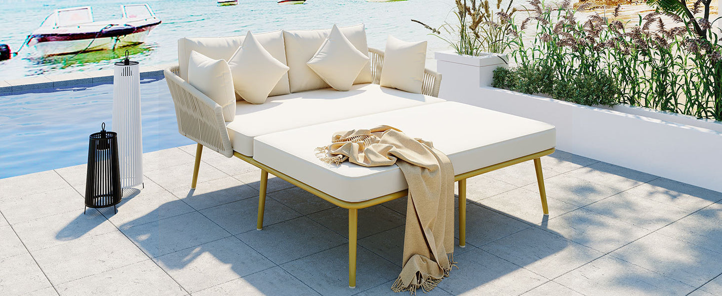 Ghivi Modern Nylon Rope Patio Daybed
