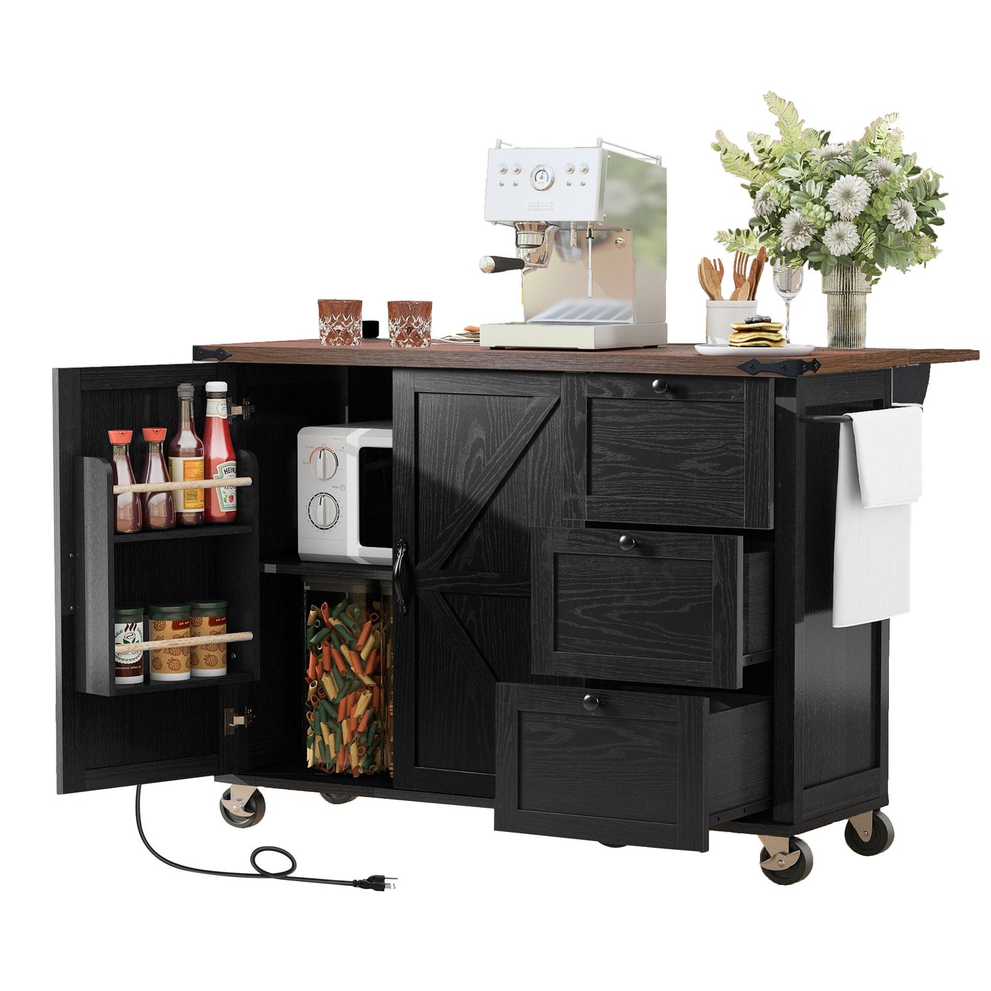 Westport Modern Farmhouse Rolling Kitchen Cart