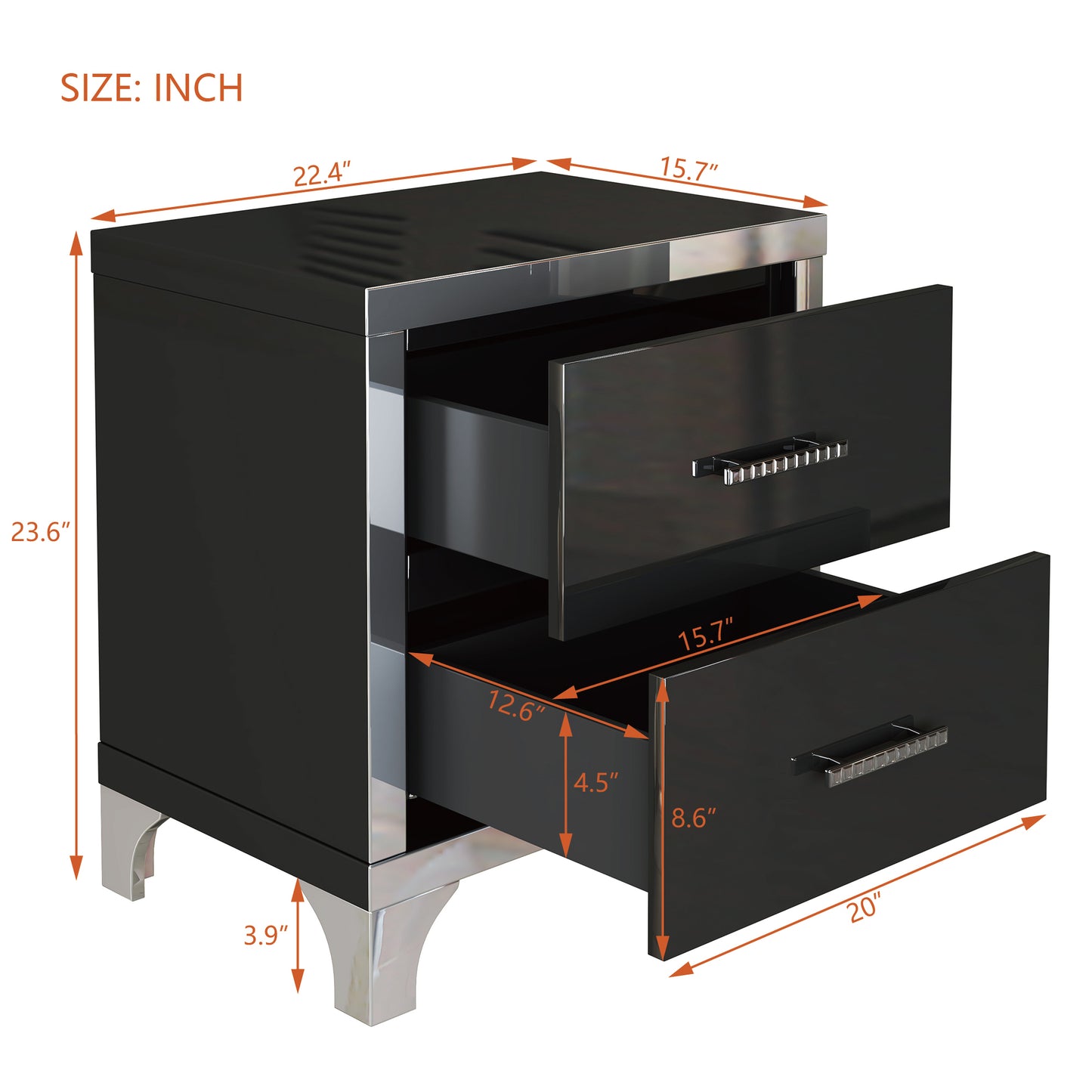 Silverleaf Modern Mirrored Nightstand