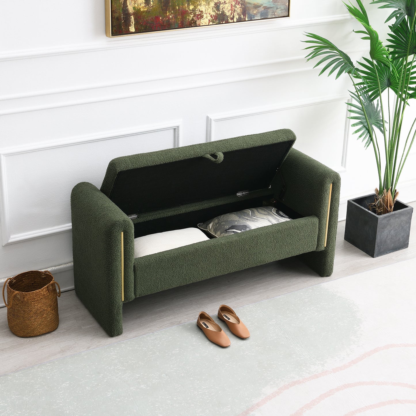 Silverleaf Modern Olive Storage Bench