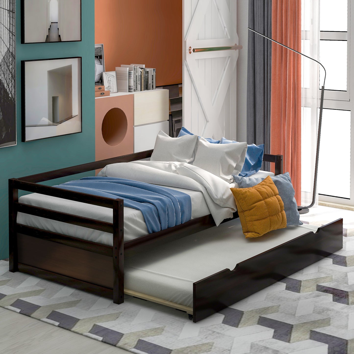 Elmcrest Traditional Twin Daybed with Trundle Frame Set