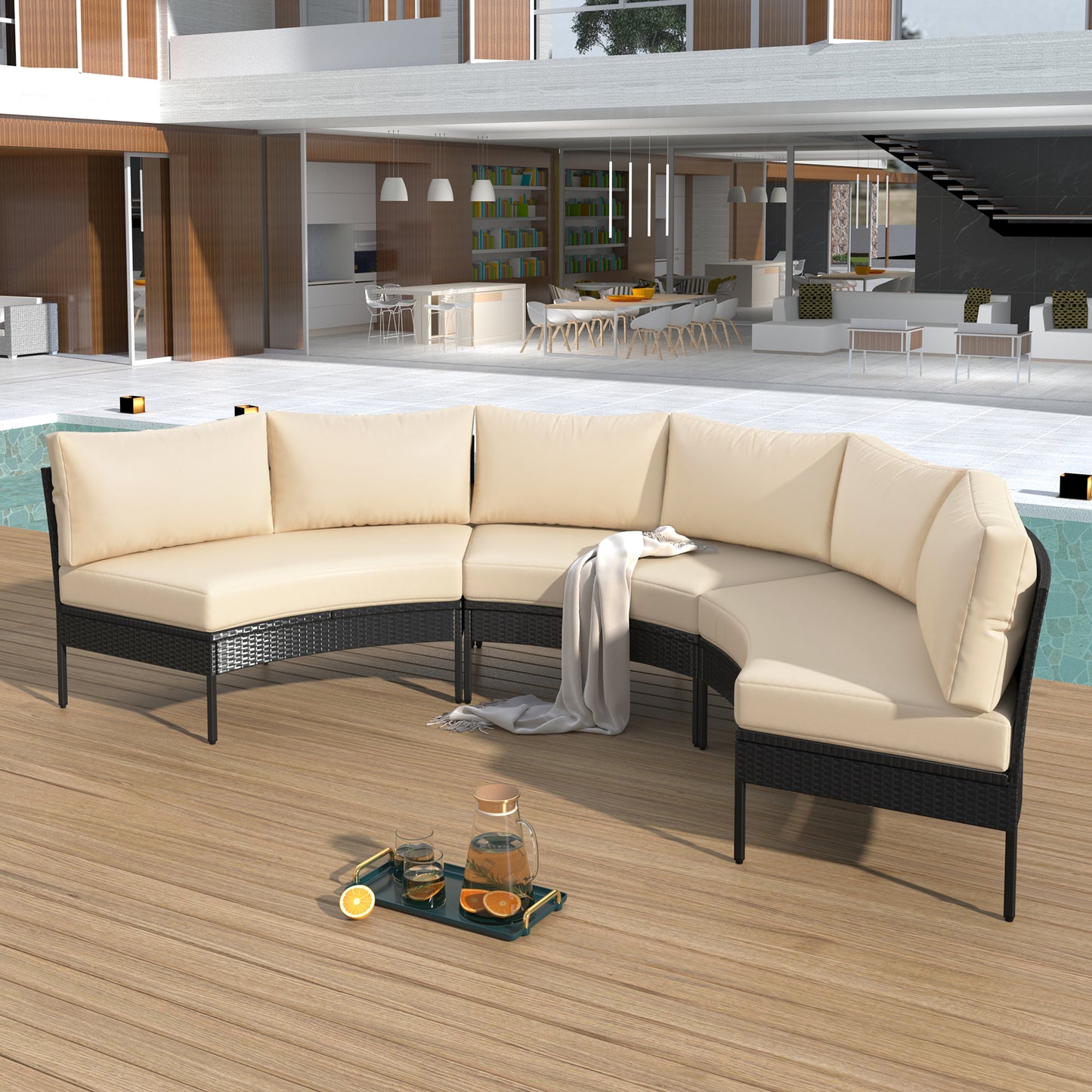Somerset Modern Curved Outdoor Sofa