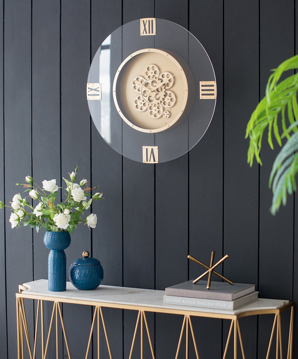 Cleo Contemporary Velvet Round Clock