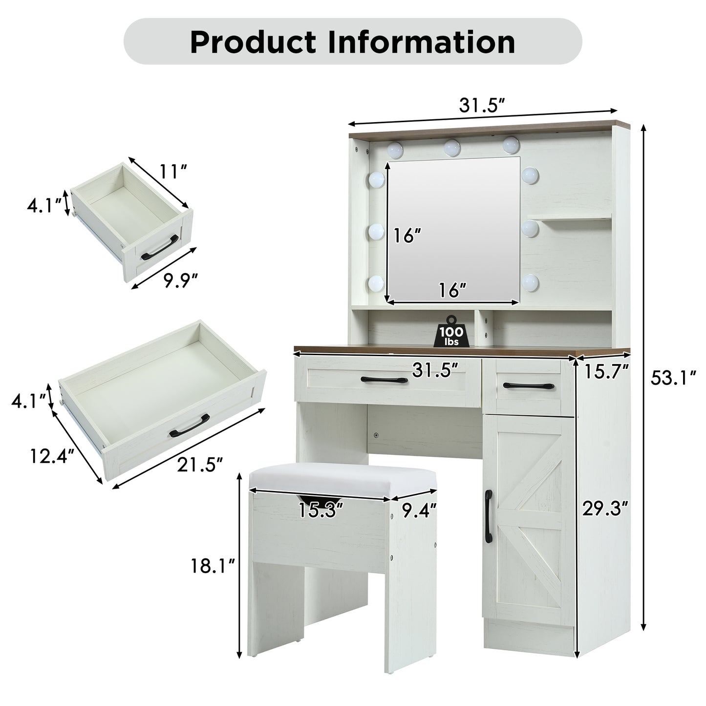 Jiron Craftsman Farmhouse Vanity Set
