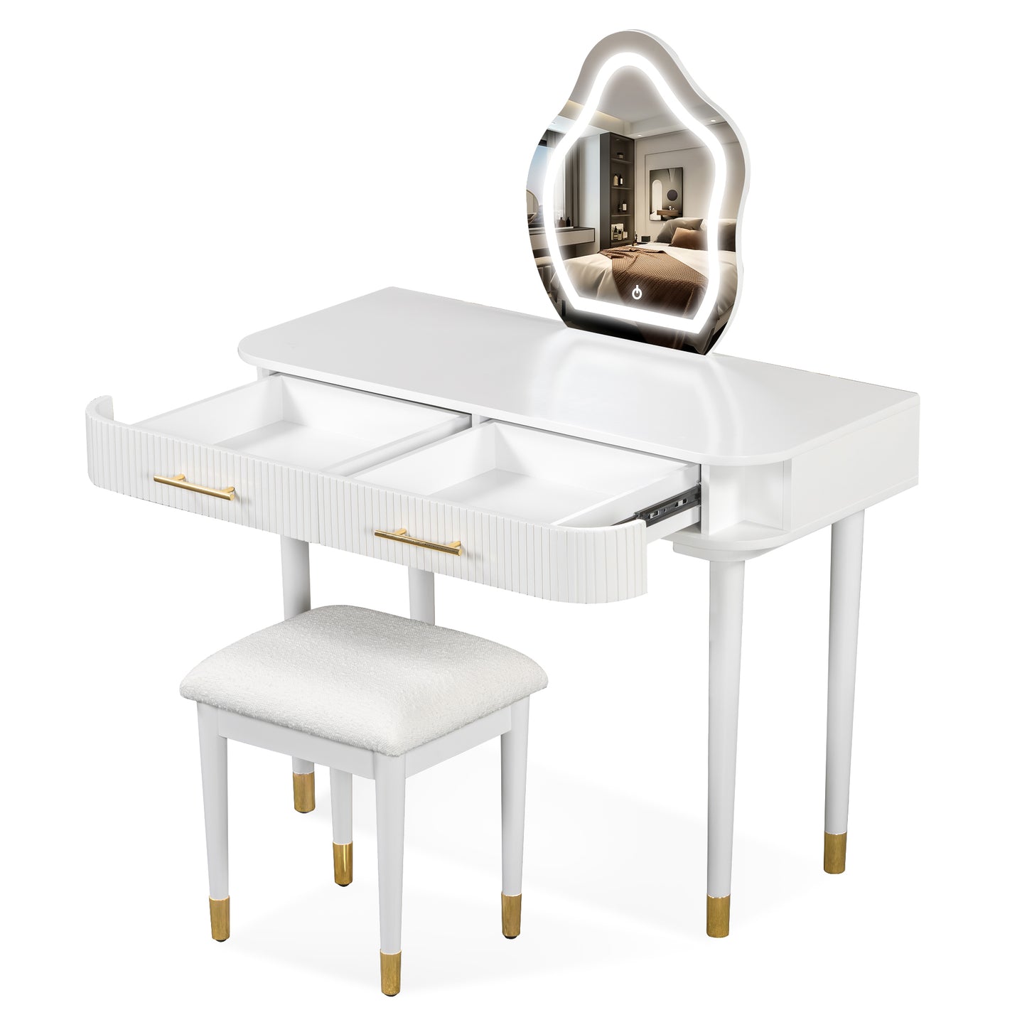 Napa Modern Velvet Lighted Vanity Table