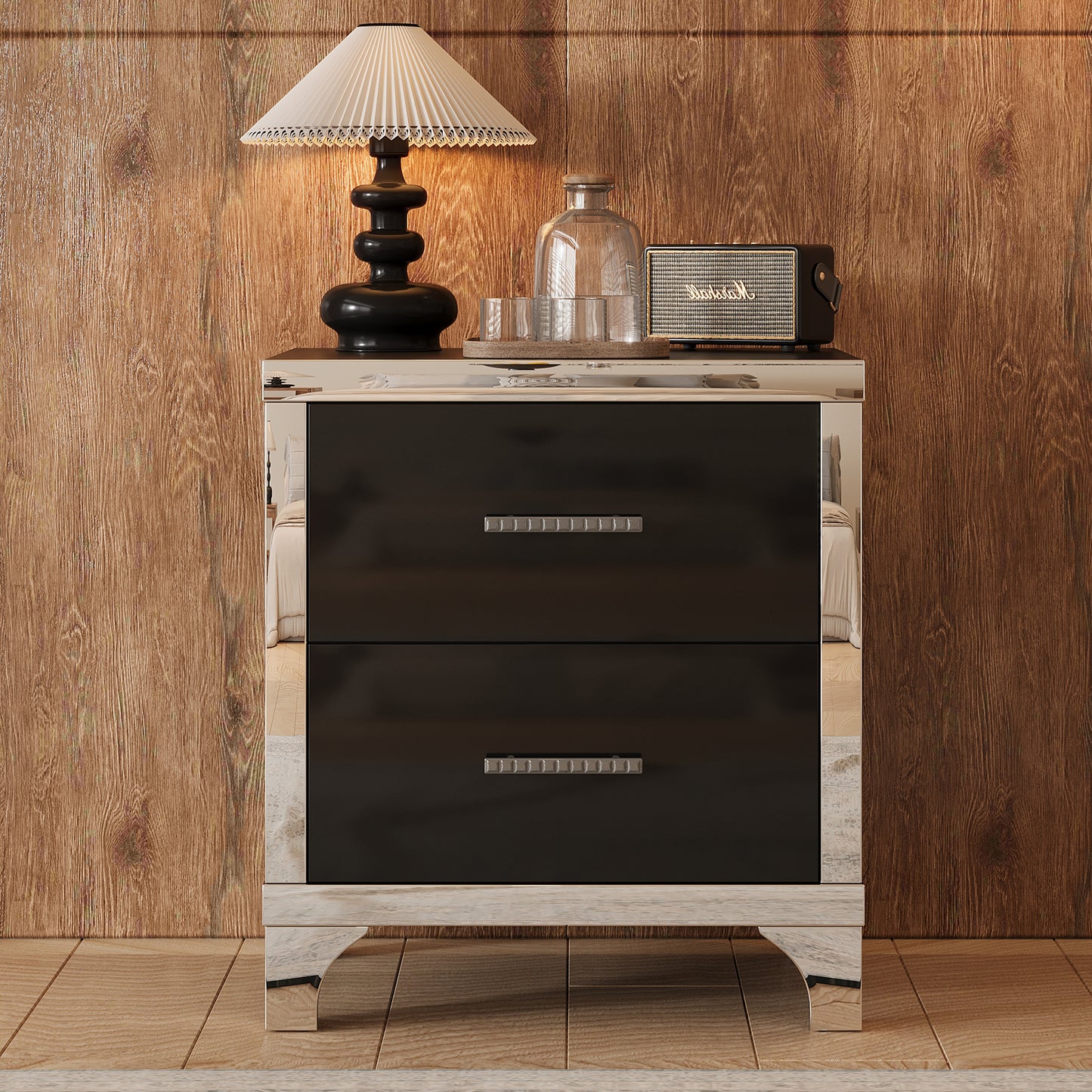 Silverleaf Modern Mirrored Nightstand