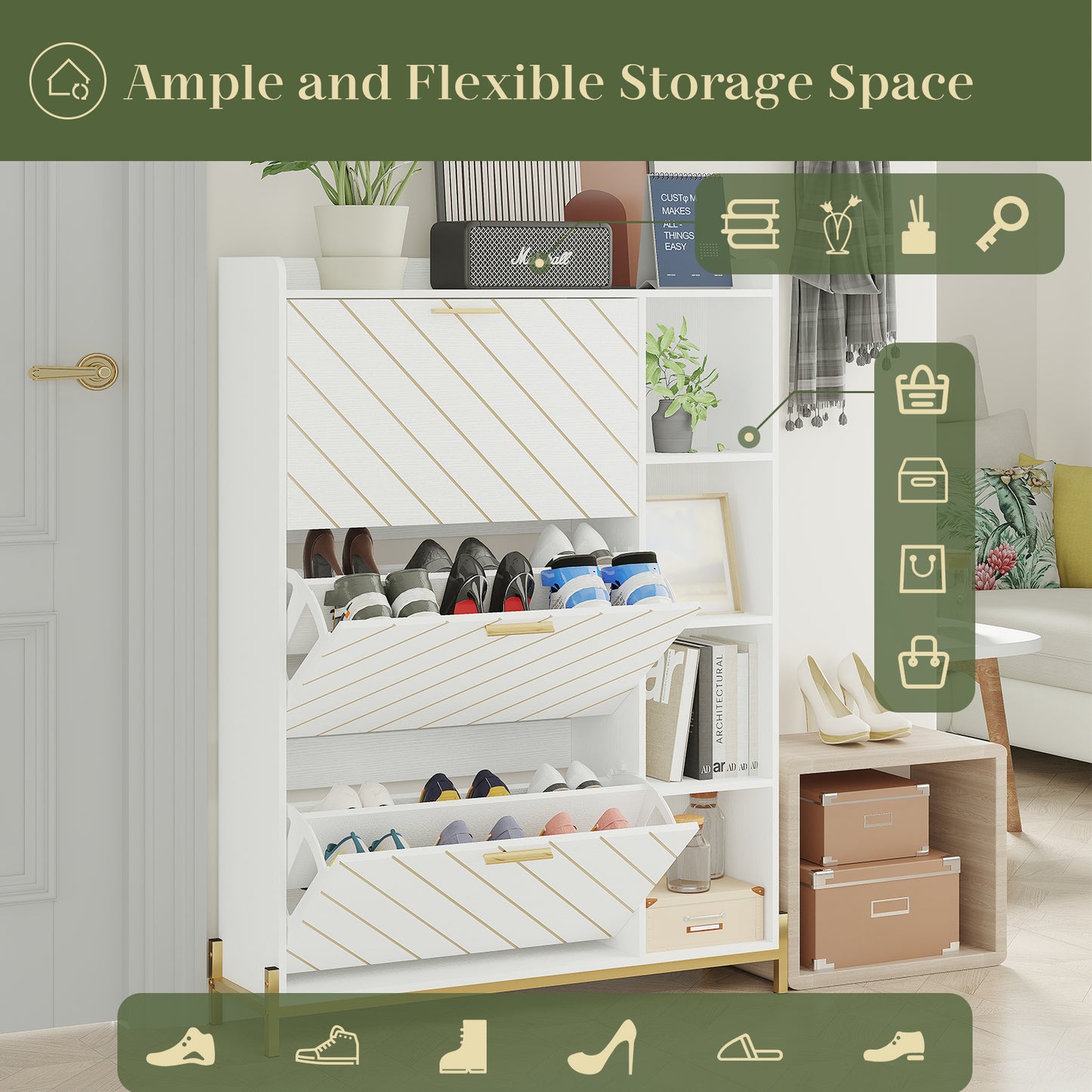 Mission Modern Slim Shoe Storage Cabinet