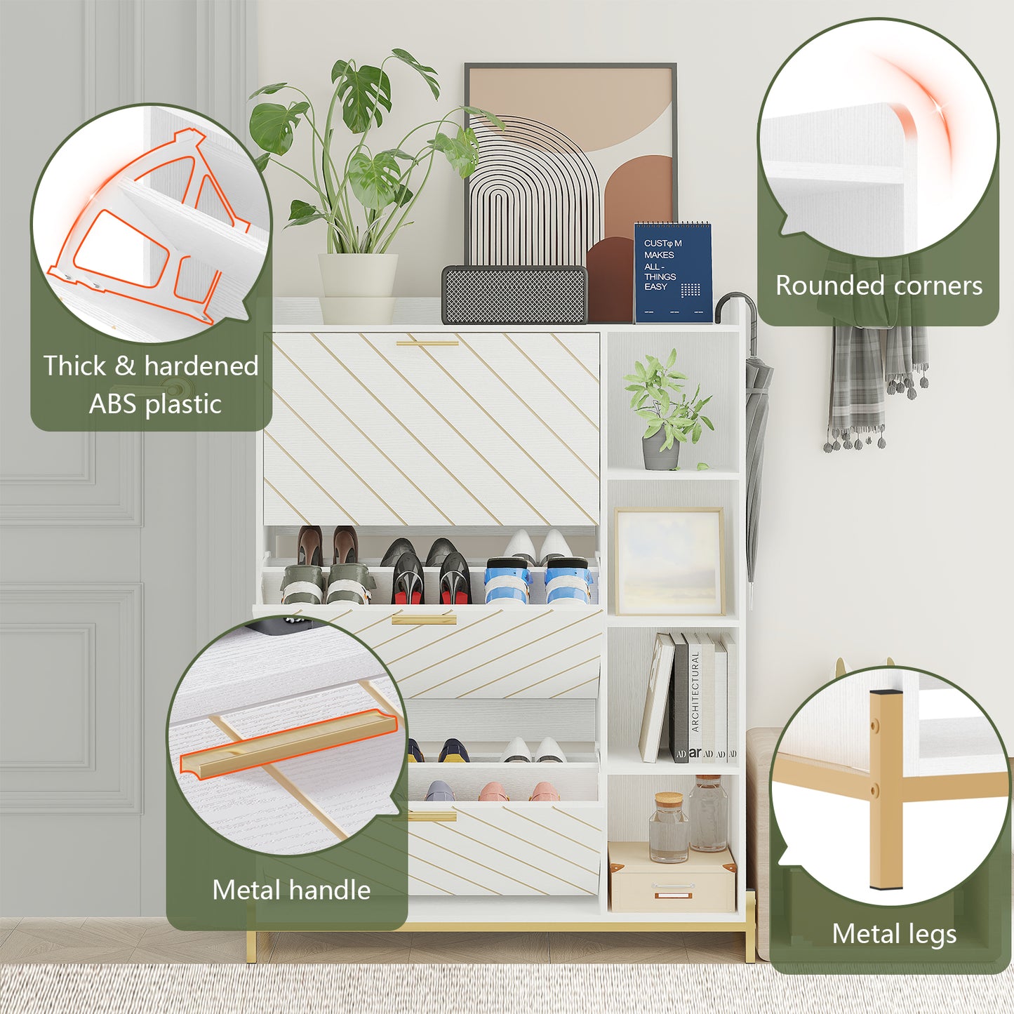 Mission Modern Slim Shoe Storage Cabinet