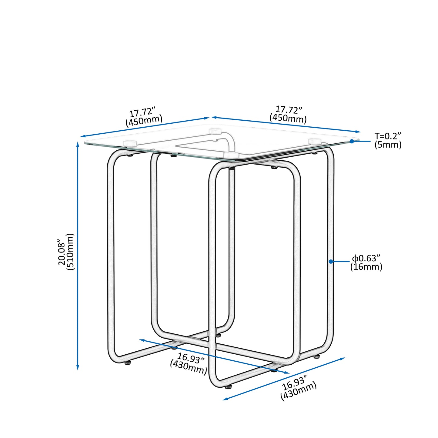 Westport Modern Tempered Glass Side Table