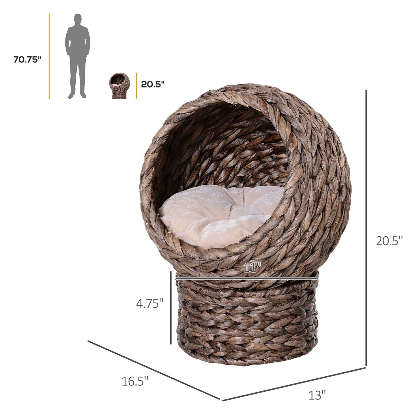 Amity Contemporary Handwoven Elevated Cat Bed
